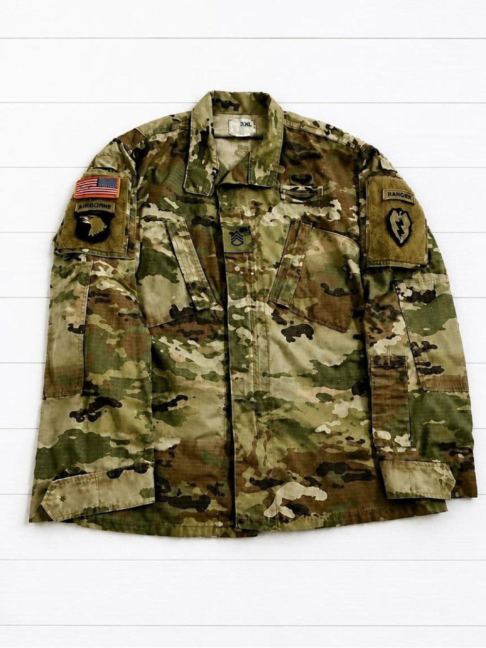 US Army OCP ACU Combat Jacket Medium Regular - 101st Airborne 25th ID Ranger SFC